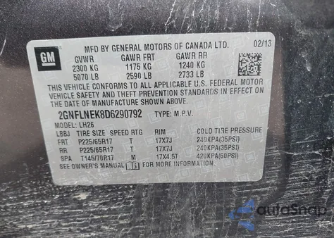 2013 Chevrolet Equinox 2Lt z USA, uszkodzony, nr VIN 2GNFLNEK8D6290792